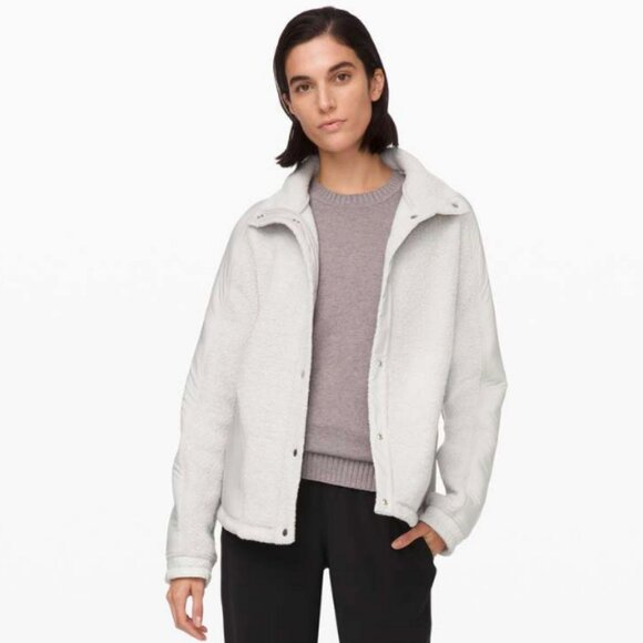 Lululemon Go Cozy Jacket Wool Blend Lightweight Coat Sherpa Fleece Sweatshirt 4 - Picture 1 of 15